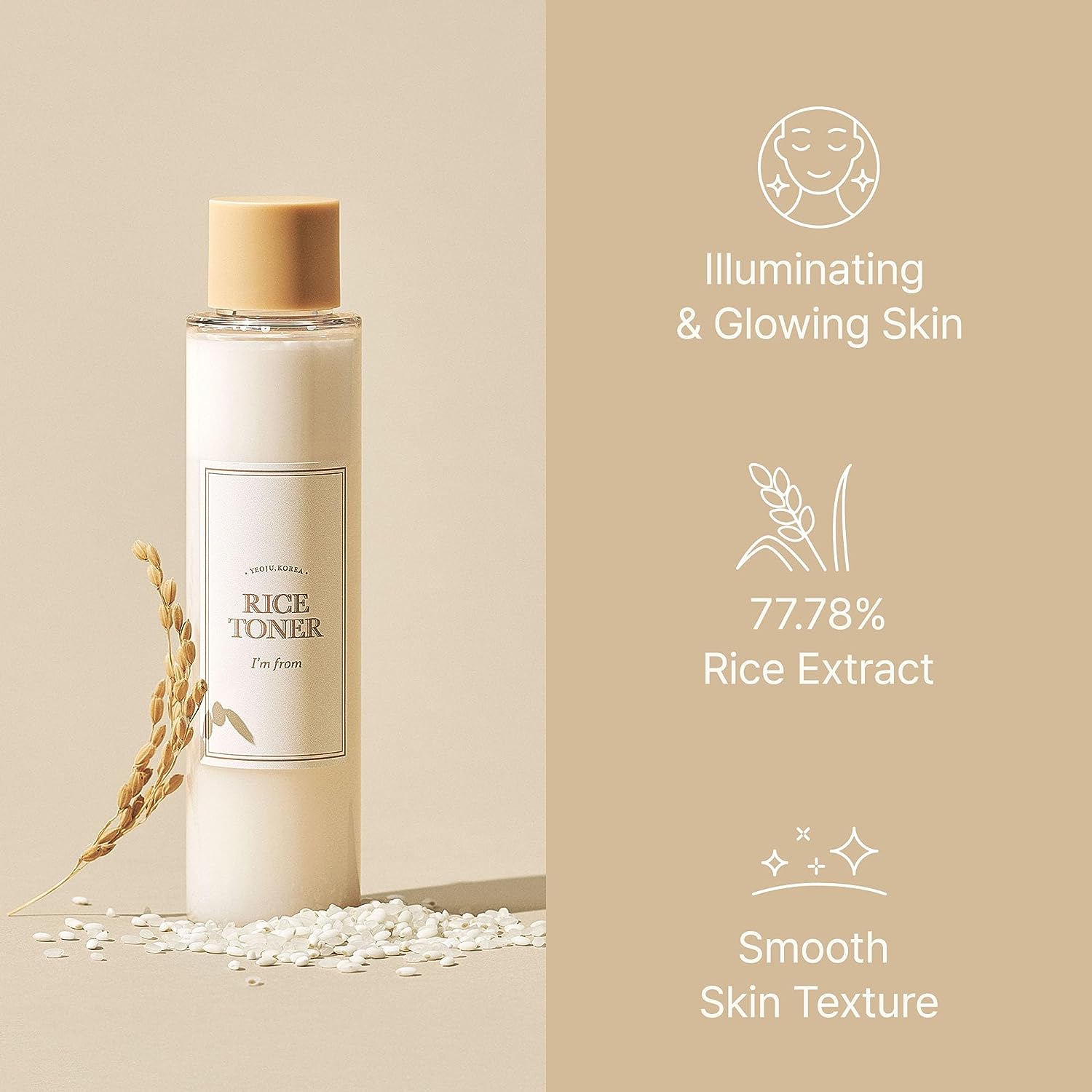 I'm from Rice Toner, 77.78% Rice Extract from Korea, Glow Essence with  Niacinamide, Hydrating for Dry Skin, Vegan, Alcohol Free, Fragrance Free,  Peta Approved, K Beauty Toner, 5.07 Fl Oz – Shining